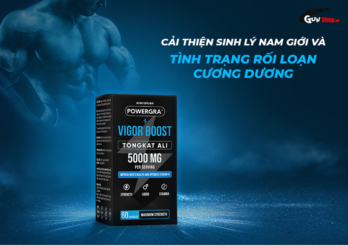 Viên uống phục hồi và tăng cường sinh lý nam giới Powergra Vigor Boost TongKat Ali Gunshop