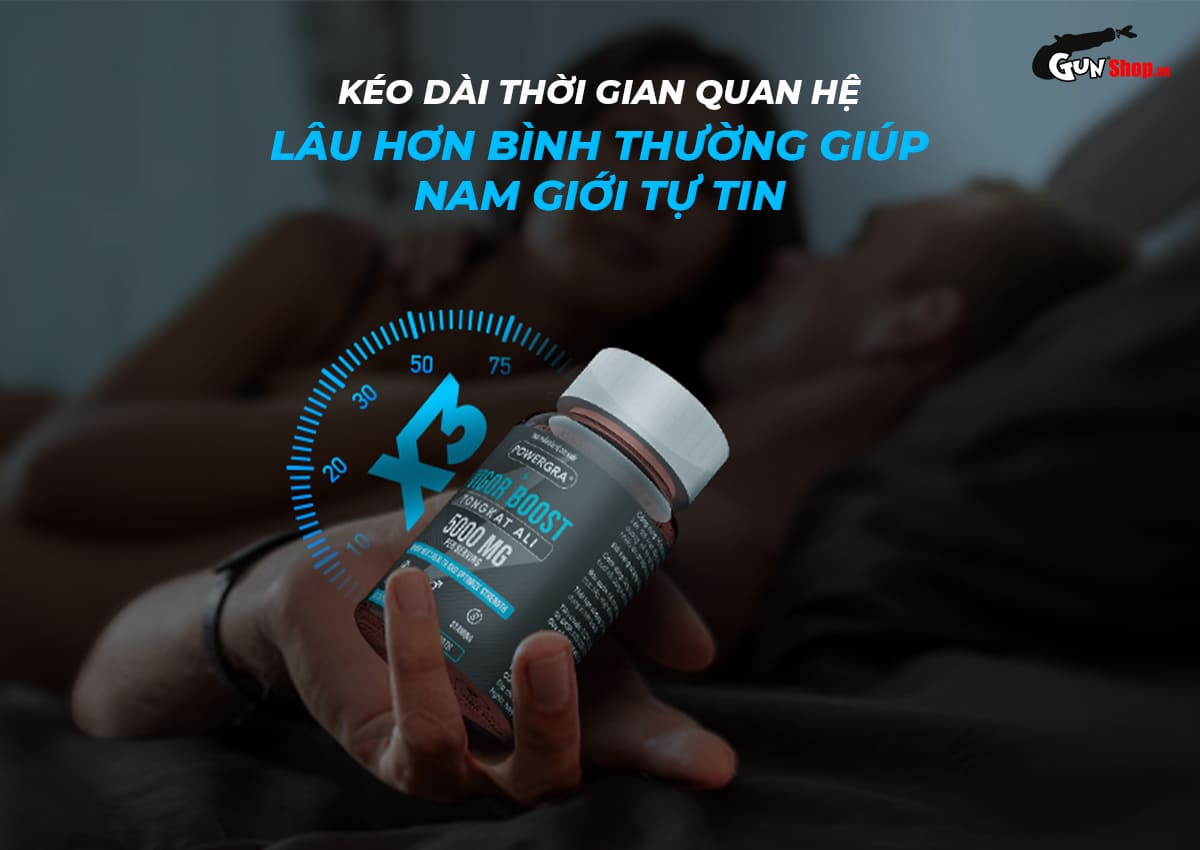 Viên uống phục hồi và tăng cường sinh lý nam giới Powergra Vigor Boost TongKat Ali Gunshop
