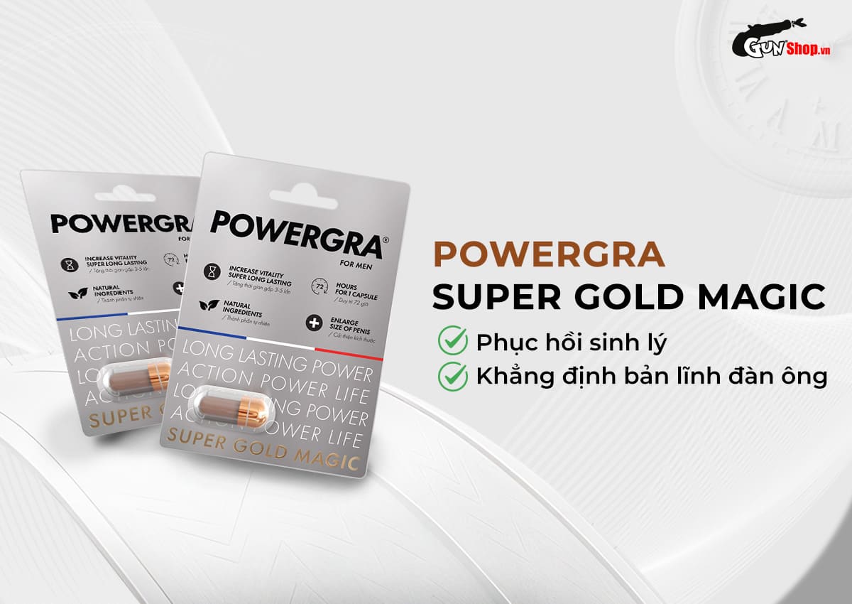 Viên uống Powergra For Men (Super Gold Magic) - Vỉ 1 viên cao cấp tại Gunshop