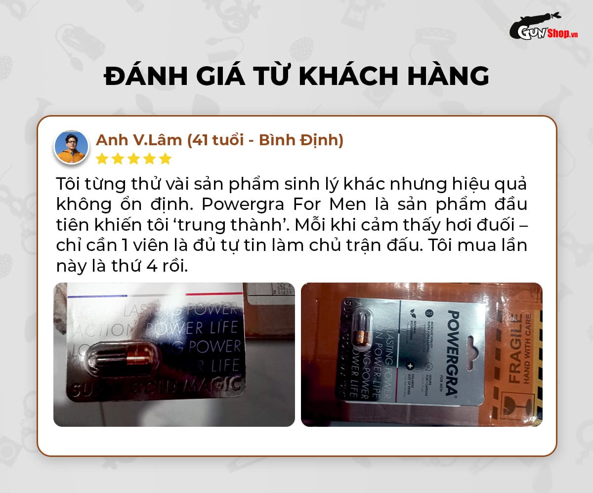 Phản hồi từ người dùng thực tế viên uống Powergra For Men - Vỉ 1 viên