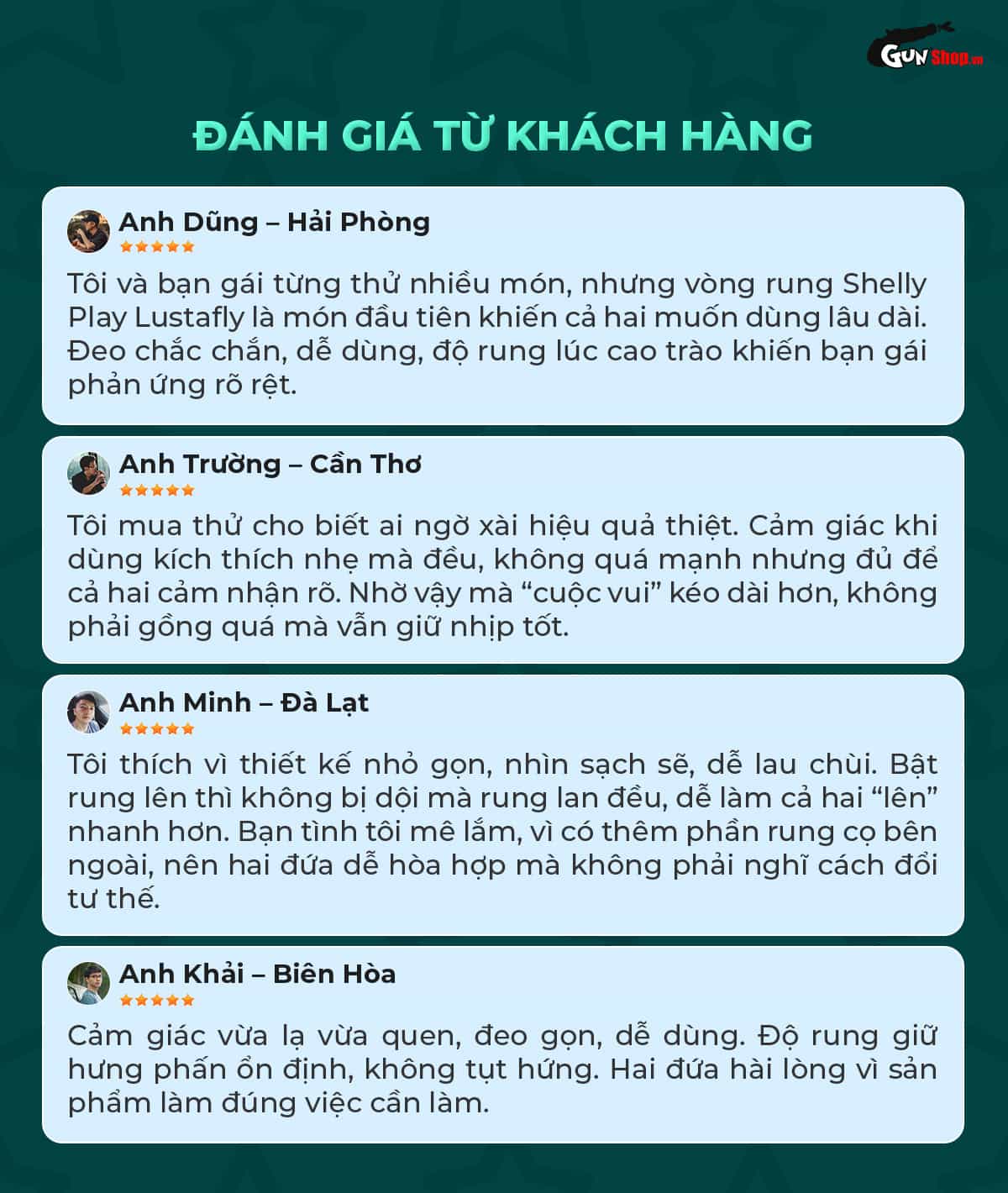 Đánh giá từ khách hàng sử dụng vòng rung Shelly Play Lustafly