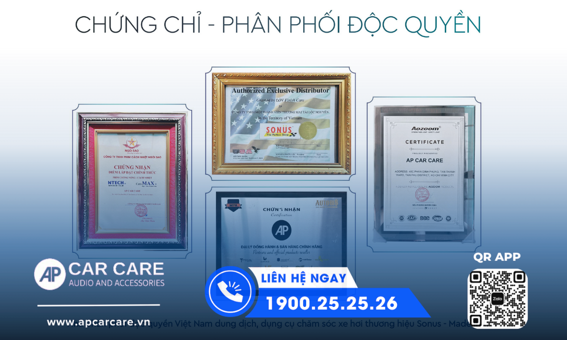 AP Car Care nhận được nhiều chứng chỉ và phân phối độc quyền