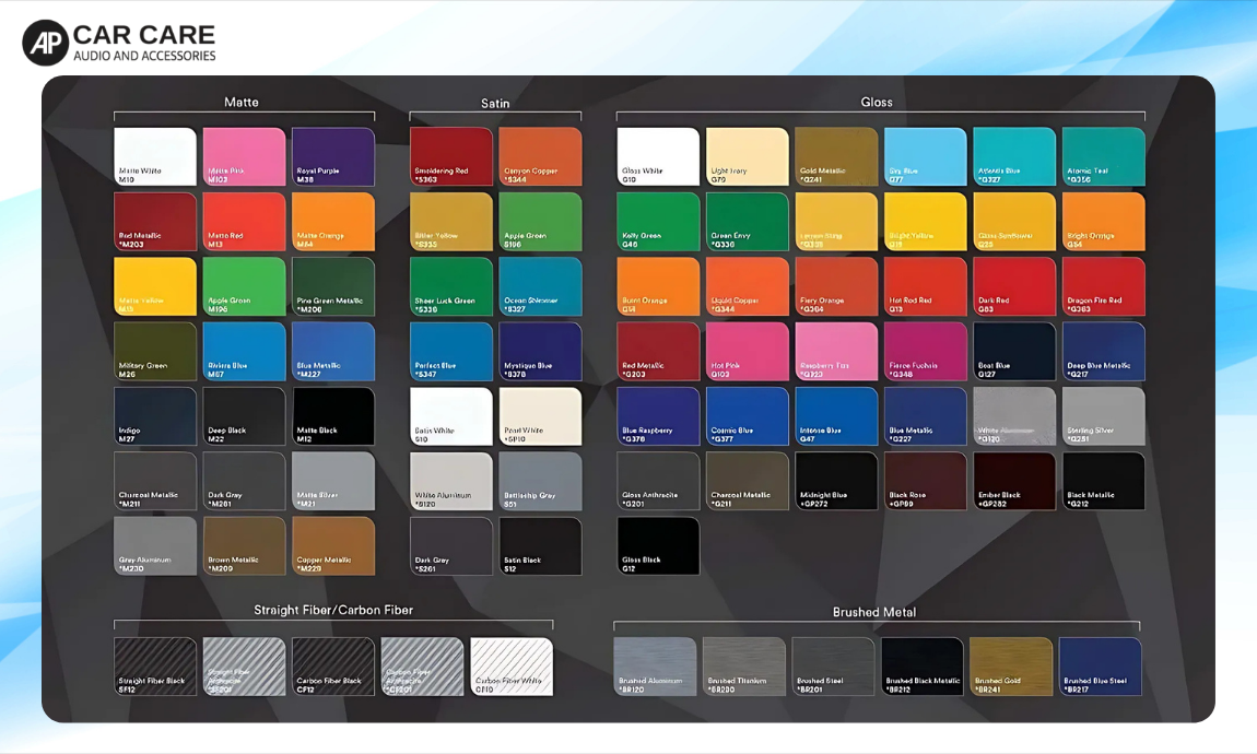 Bảng màu dán wrap tại AP Car Care