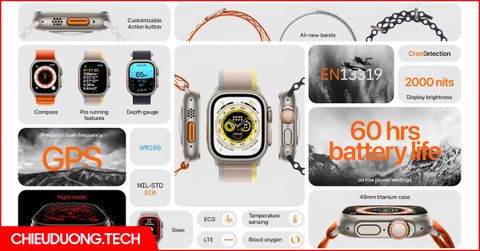 Apple Watch Ultra chính thức: hầm hố cực ngầu, pin tối đa 60 tiếng, kích thước 49mm, hỗ trợ lặn, giá từ 799$