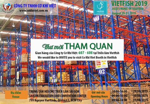 Sản phẩm kệ chứa hàng của Công ty TNHH Cơ Khí Việt tham gia triển lãm Vietfish 2019