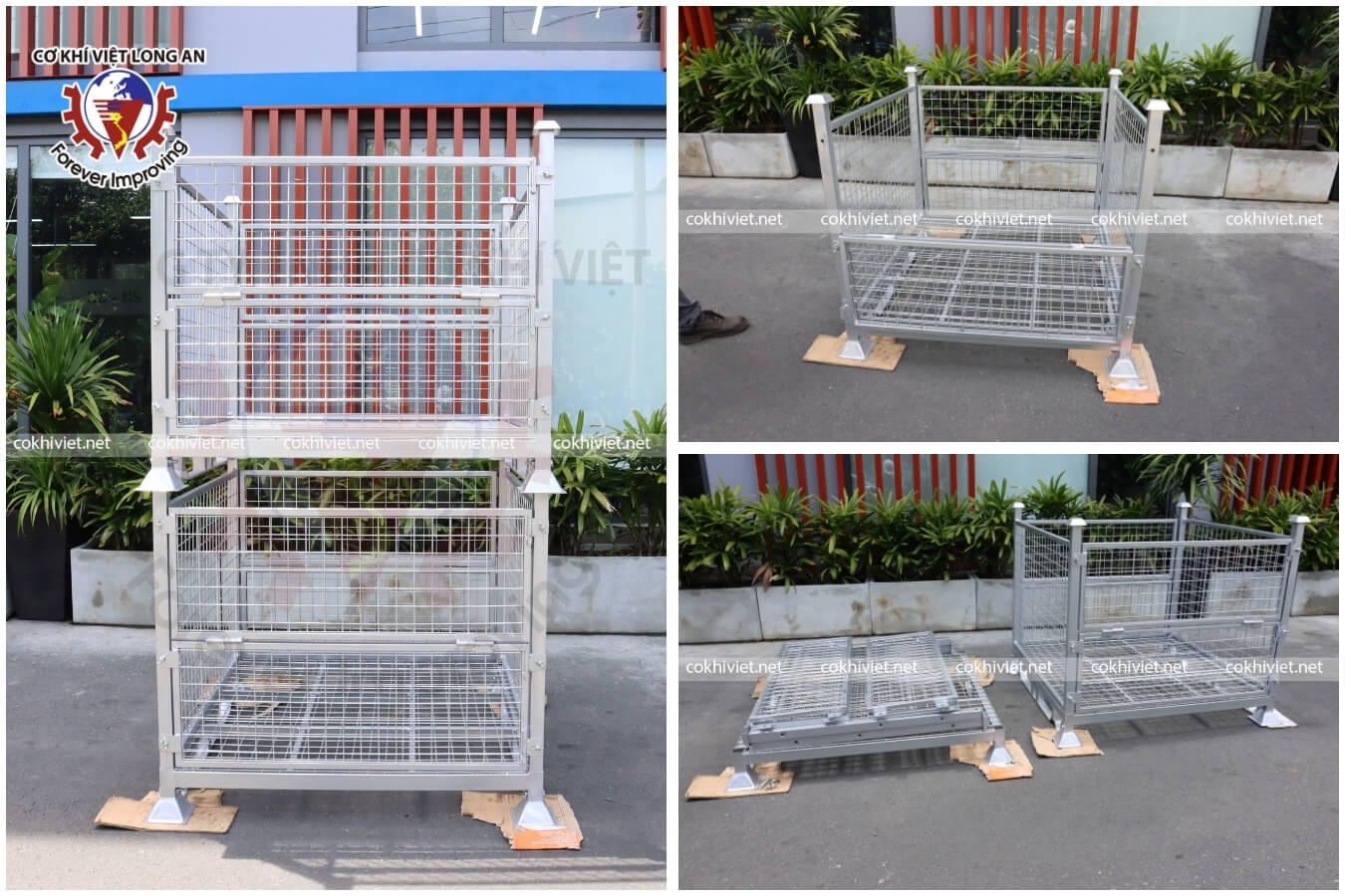 Pallet xếp chồng gập mạ kẽm