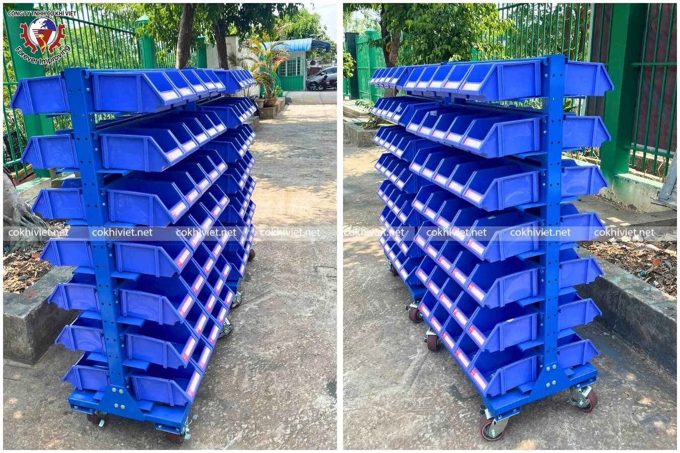 Kệ khay nhựa chứa hàng có bánh xe