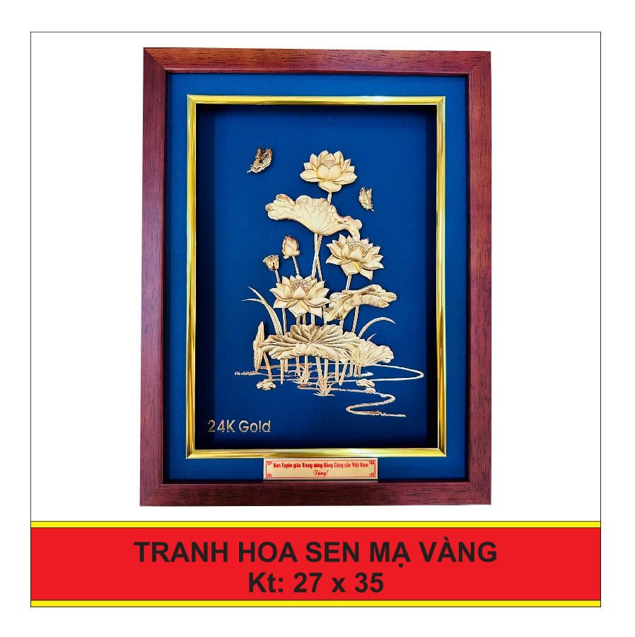 Tranh Hoa Sen Dát Vàng 24K