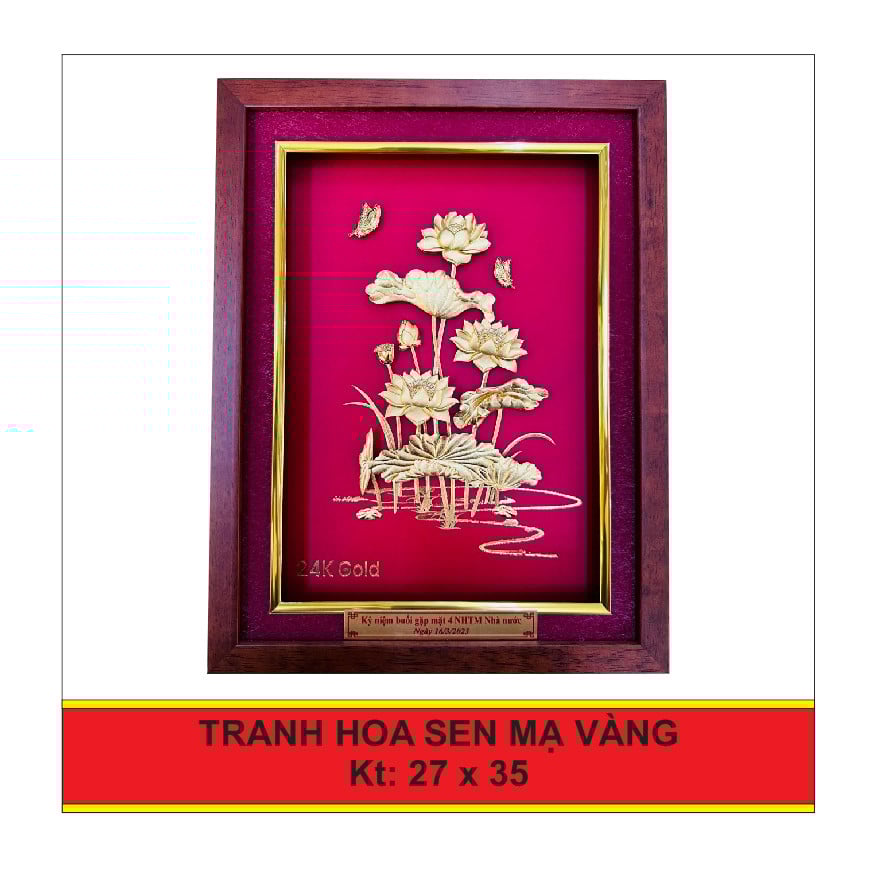 TRANH HOA SEN MẠ VÀNG