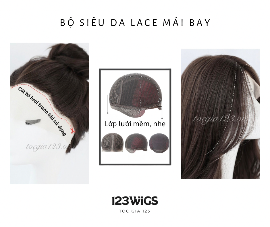 Tóc giả Lace U2 - Layer bob ngang vai - Mái bay - Nâu trà sữa - MS1005