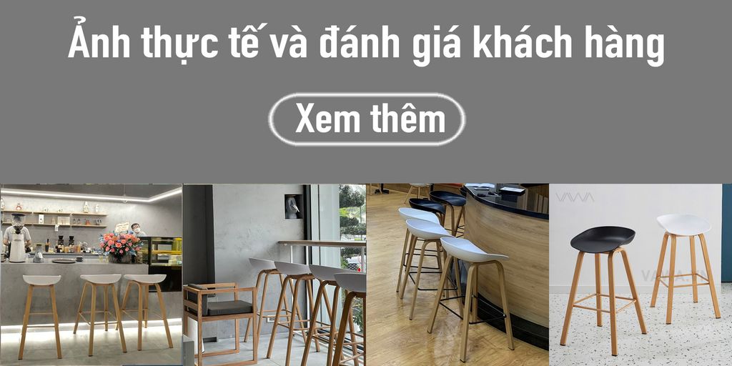 Ảnh thực tế và Đánh giá của khách hàng Ghế quầy bar Hay - Ghế đẩu bar chân thép mặt nhựa