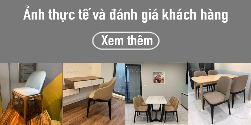 Ảnh thực tế và Đánh giá khách hàng Ghế ăn ghế cafe gỗ bọc da Grace