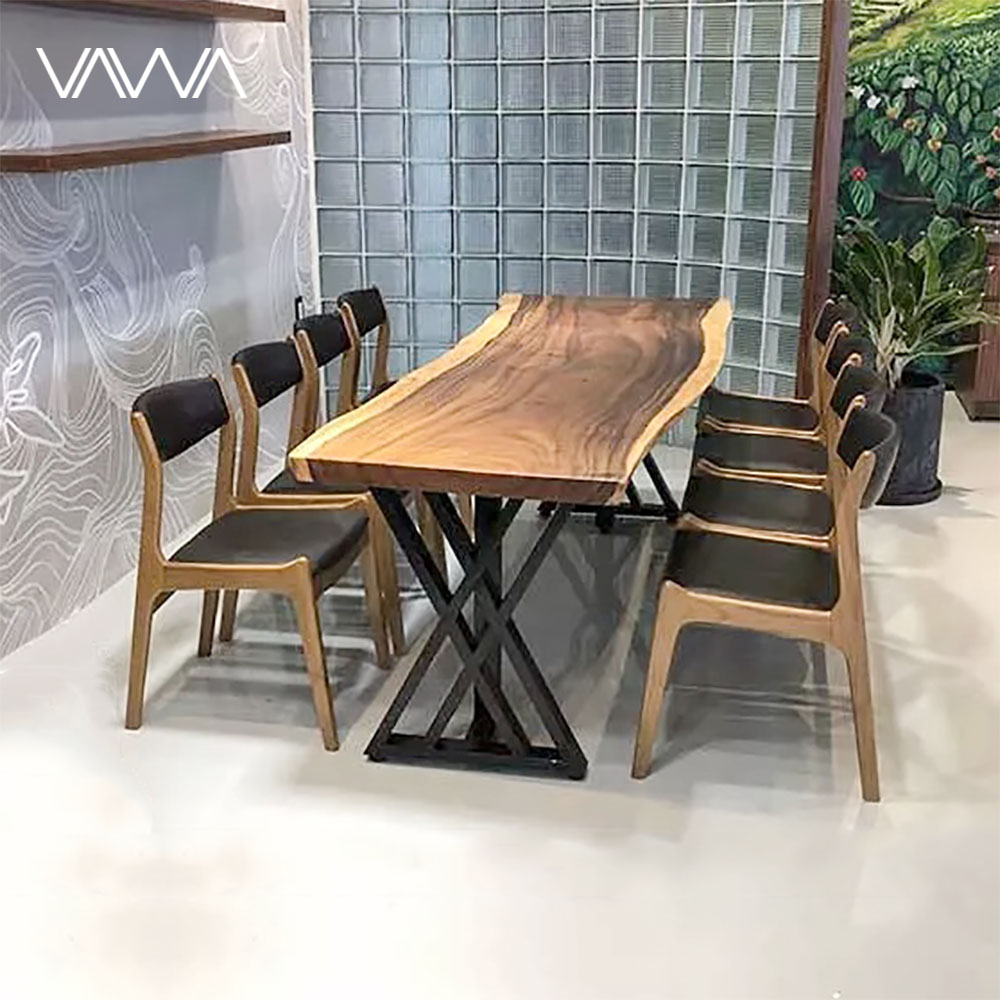 Bộ bàn ăn Gỗ Me Tây nguyên tấm ghế Bella Hà Nội