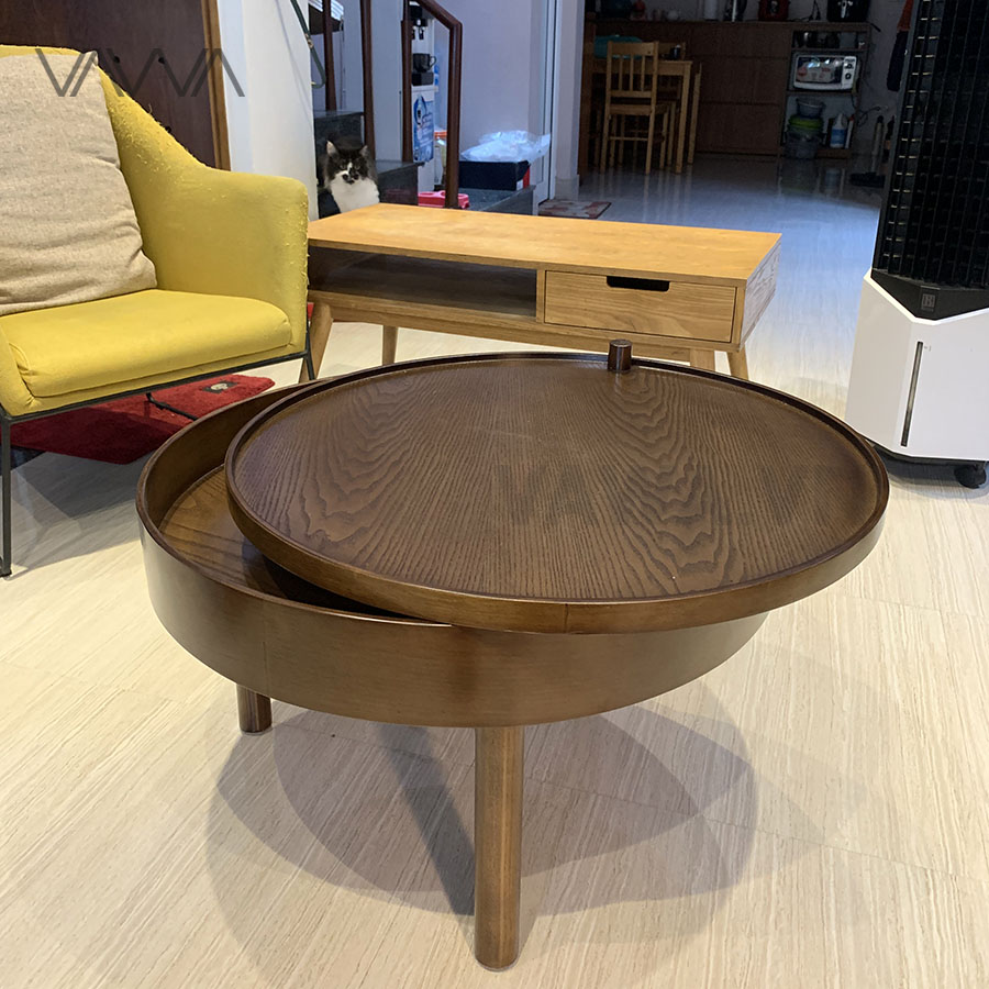 Bàn trà gỗ tròn xoay TURNING TABLE