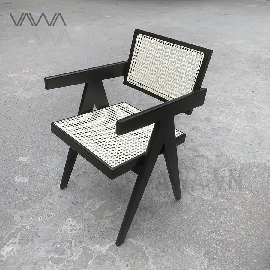 Ghế ăn ghế cafe Chandigarh chair ( Office Cane Chair ) gỗ mây