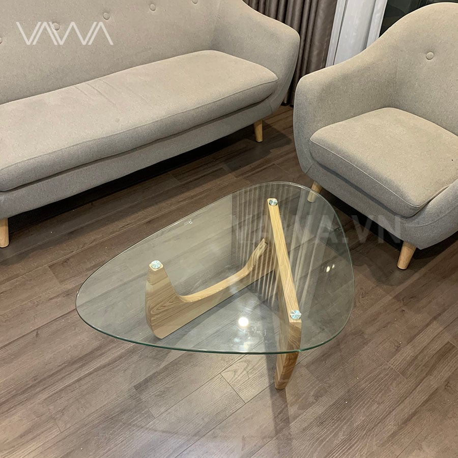 Bàn trà sofa đẹp chân gỗ mặt kính Noguchi - Noguchi table