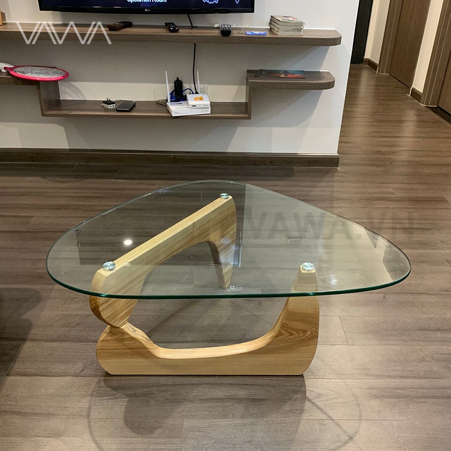 Bàn trà sofa đẹp chân gỗ mặt kính Noguchi - Noguchi table