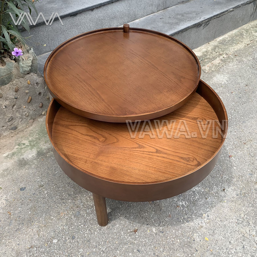 Bàn trà gỗ tròn xoay TURNING TABLE