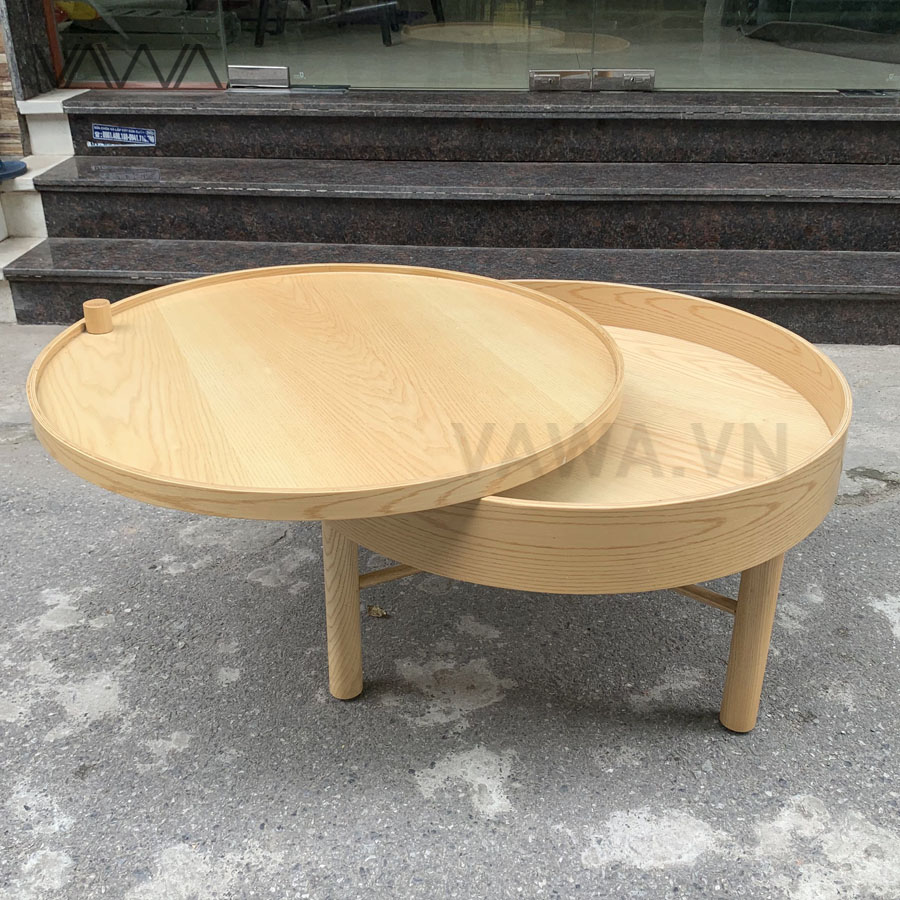 Bàn trà gỗ tròn xoay TURNING TABLE