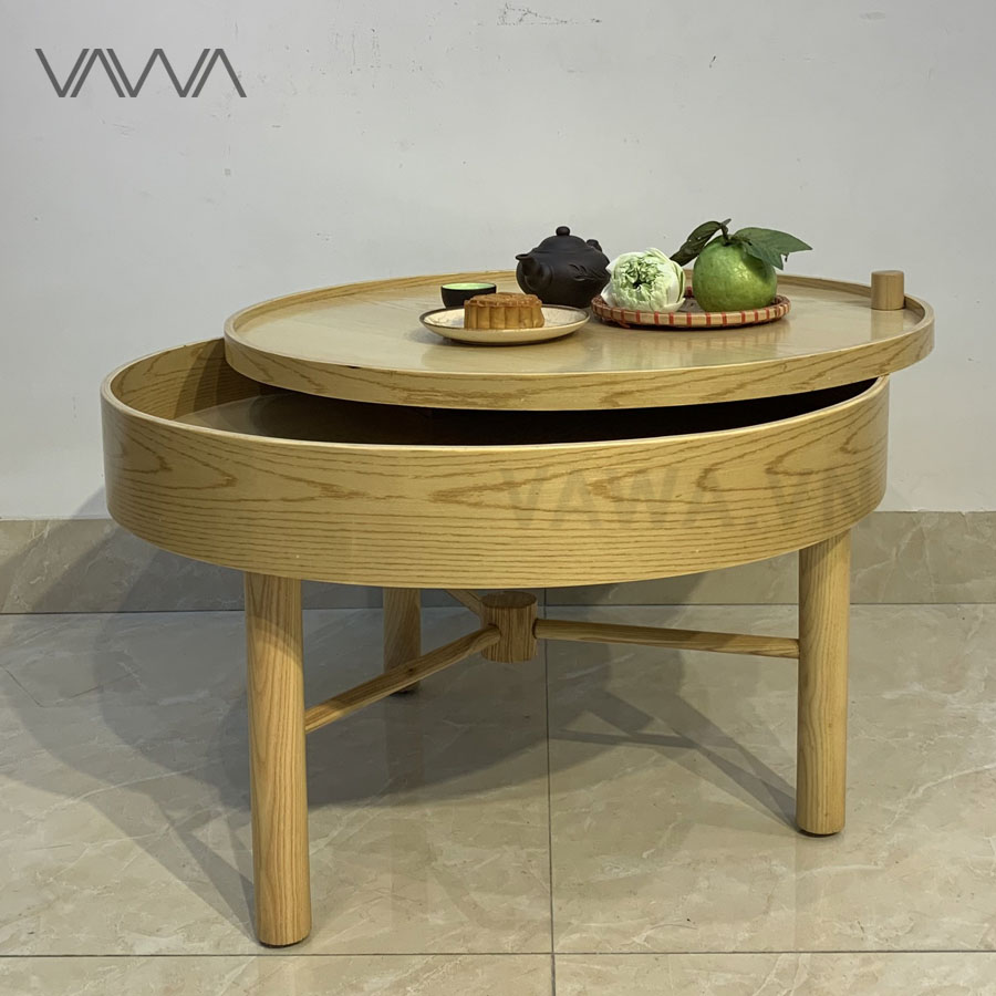 Bàn trà gỗ tròn xoay TURNING TABLE