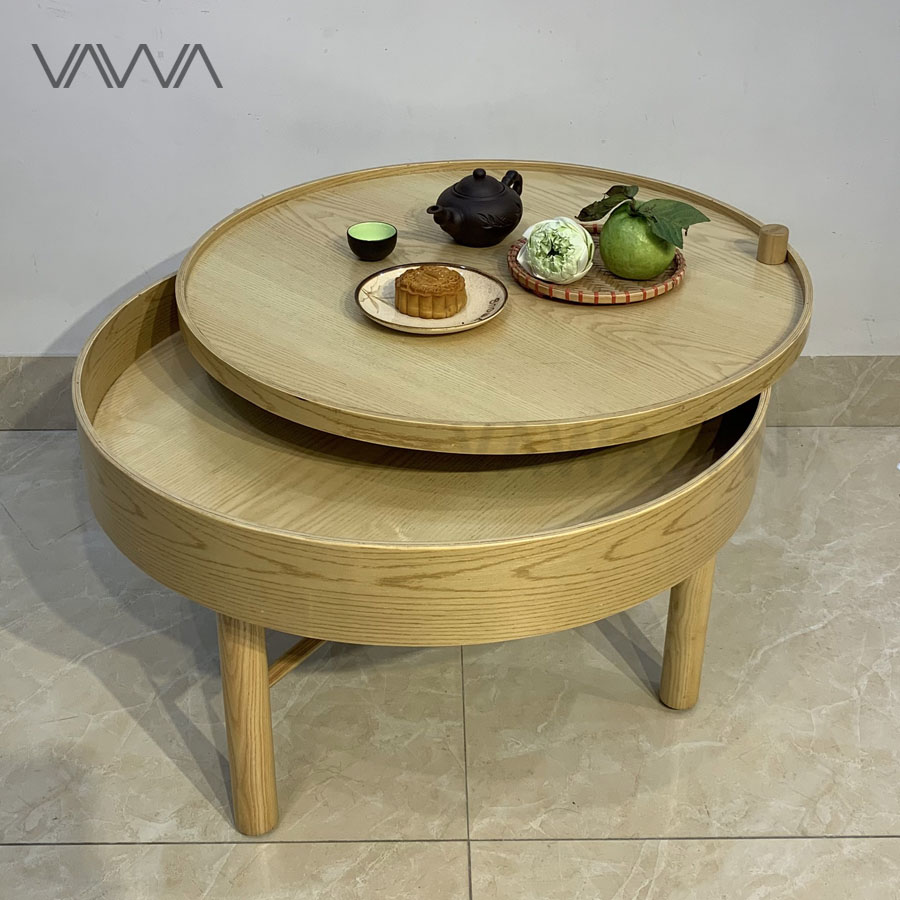 Bàn trà gỗ tròn xoay TURNING TABLE