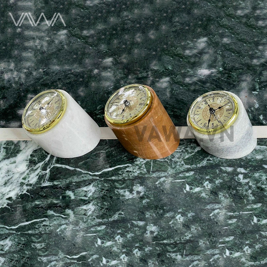 Đồng hồ để bàn mặt tròn decor cổ điển đá cẩm thạch