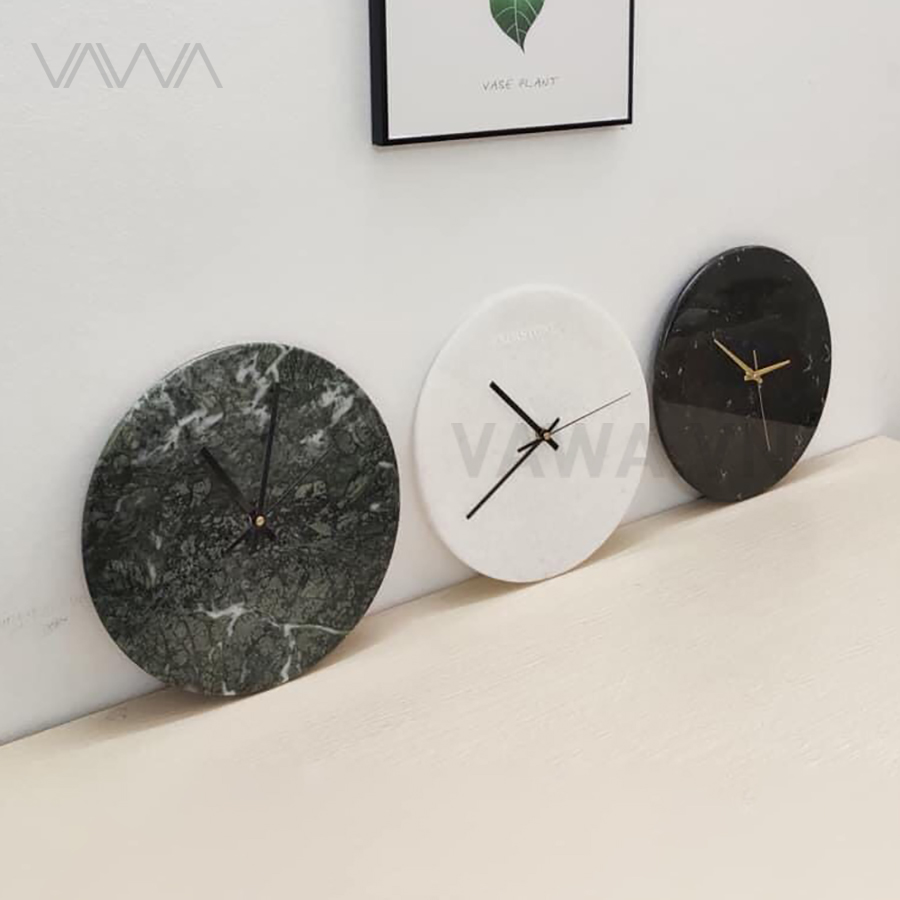 Đồng hồ để bàn mặt tròn decor đá cẩm thạch
