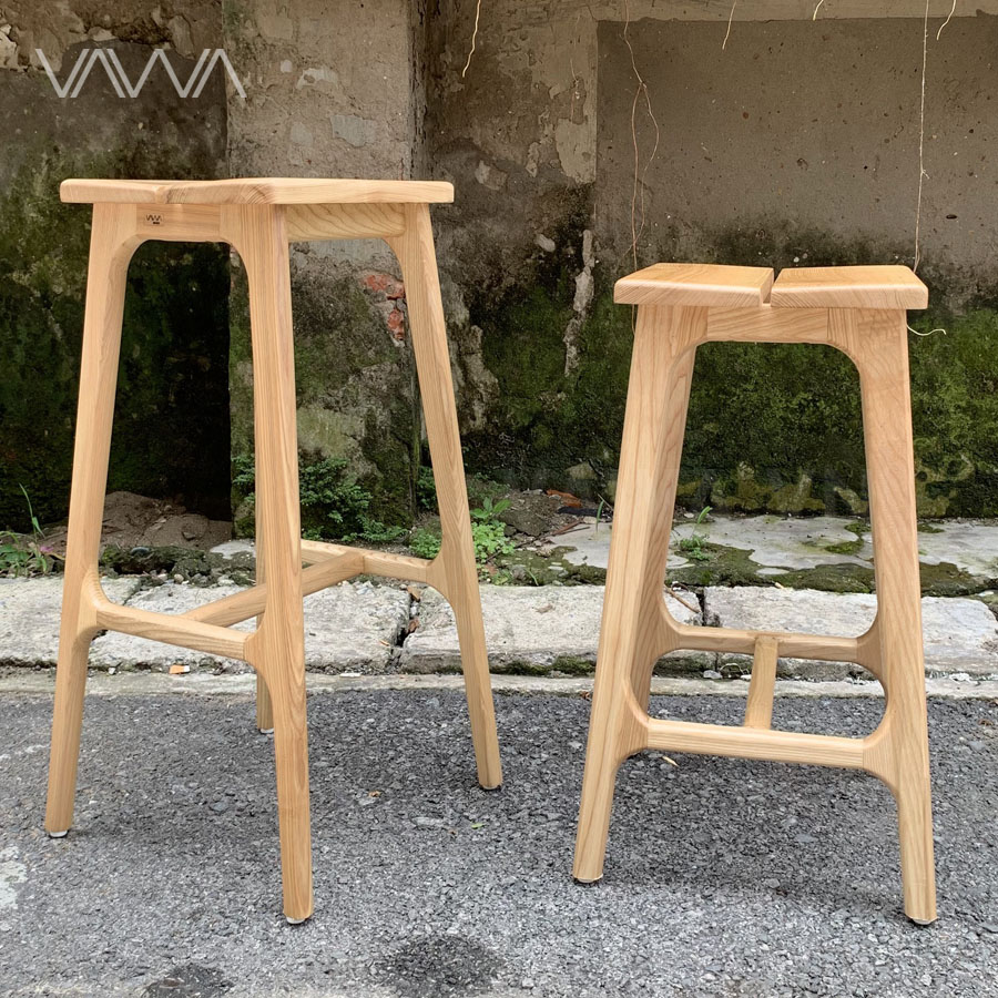 Ghế quầy bar gỗ Unique - Ghế đẩu mặt ngồi 2 mảnh