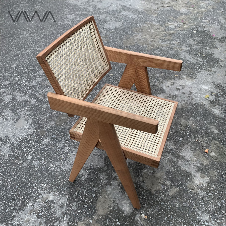 Ghế ăn ghế cafe Chandigarh chair ( Office Cane Chair ) gỗ mây