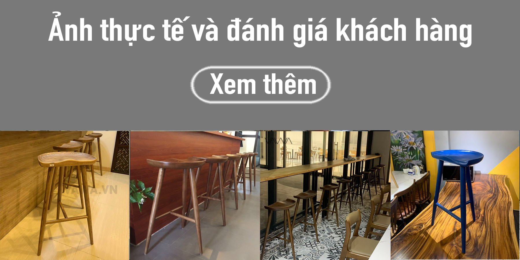 Ghế quầy bar gỗ Taburet mặt lõm 3 chân - Ghế đẩu bar gỗ