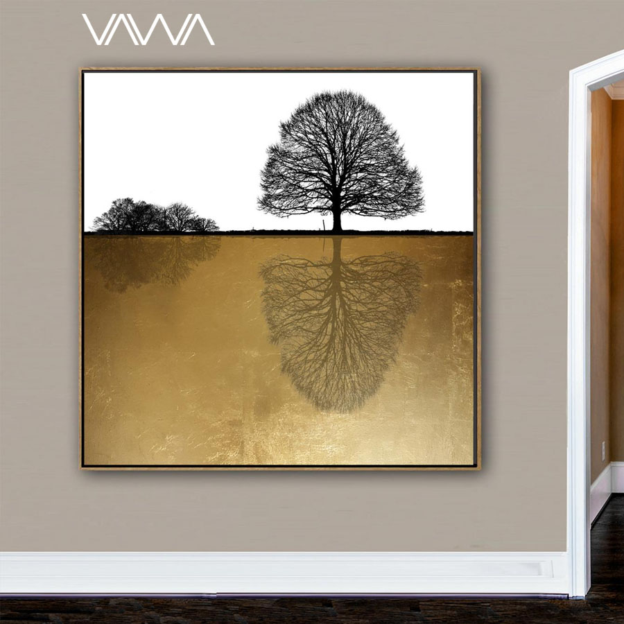 Tranh Canvas trừu tượng hiện đại - Tranh tối giản cây sắp đặt