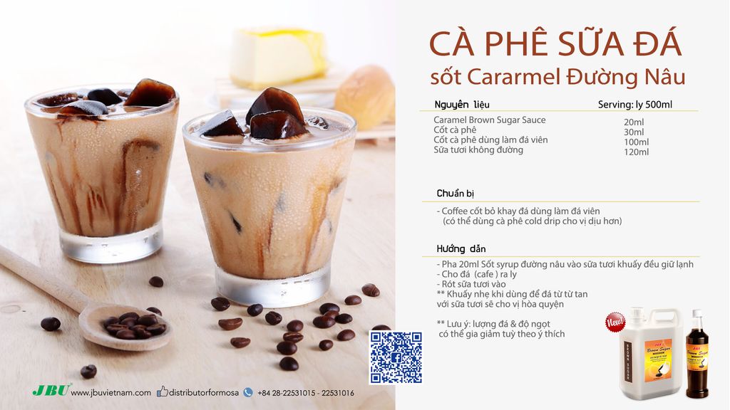 Cà phê sữa đá vị Caramel Đường nâu - Brown sugar flavord Ice milk coffee