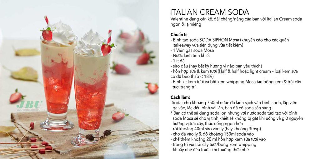 thức uống cho mùa valentine, italian cream soda 