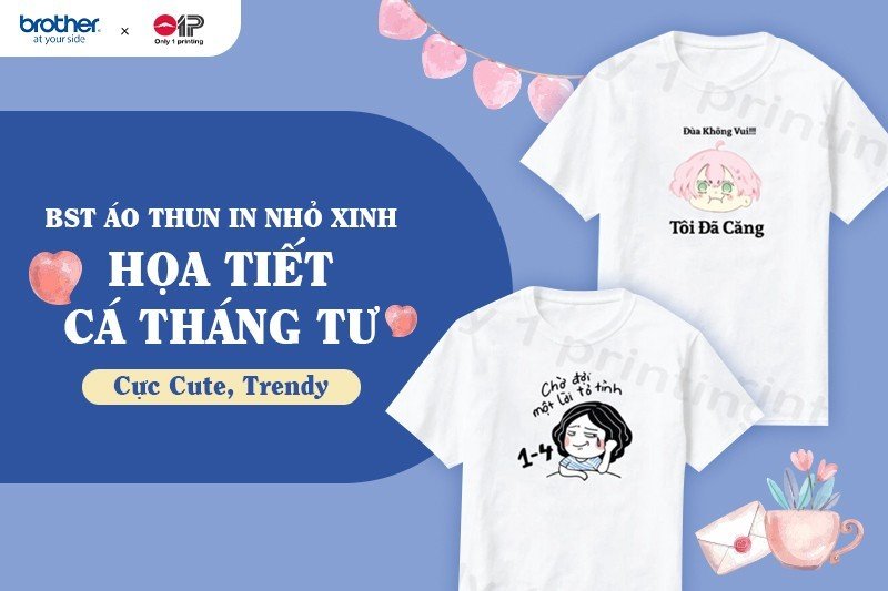 BST Áo Thun In Nhỏ Xinh Họa Tiết Cá Tháng Tư Thời Trang Cực Cute, Trendy