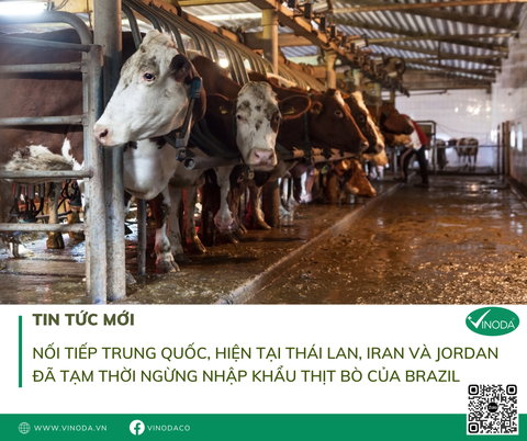 Nối tiếp Trung Quốc, hiện tại Thái Lan, Iran và Jordan đã tạm thời ngừng nhập khẩu thịt bò của Brazil