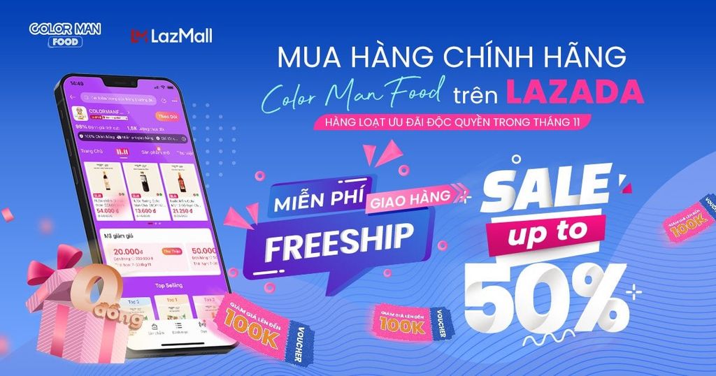 AN TÂM MUA SẮM VỚI GIAN HÀNG CHÍNH HÃNG COLOR MAN FOOD TRÊN LAZADA