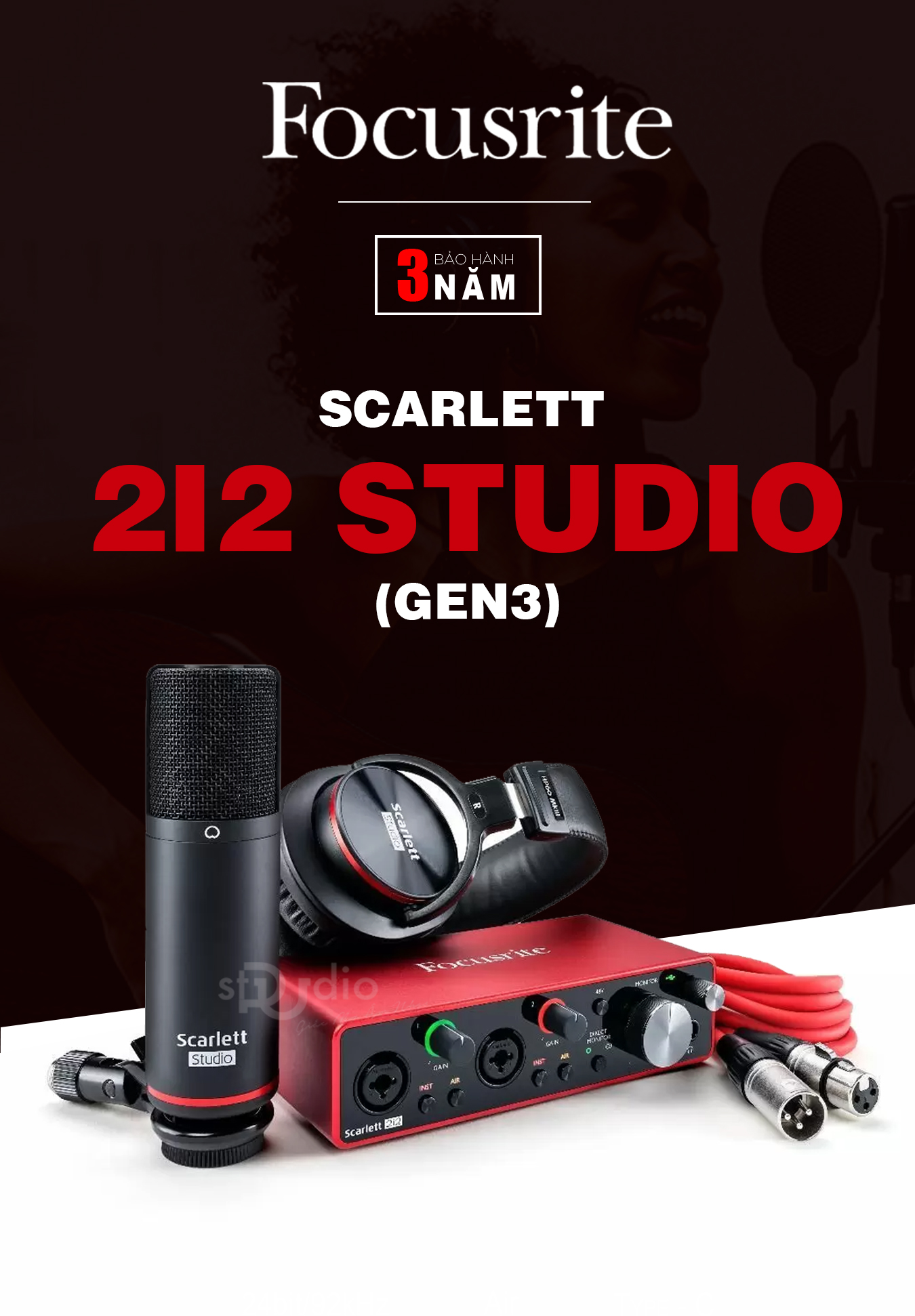 Combo nhà sản xuất Focusrite Scarlett 2i2 Studio Pack 3rd (Gen)