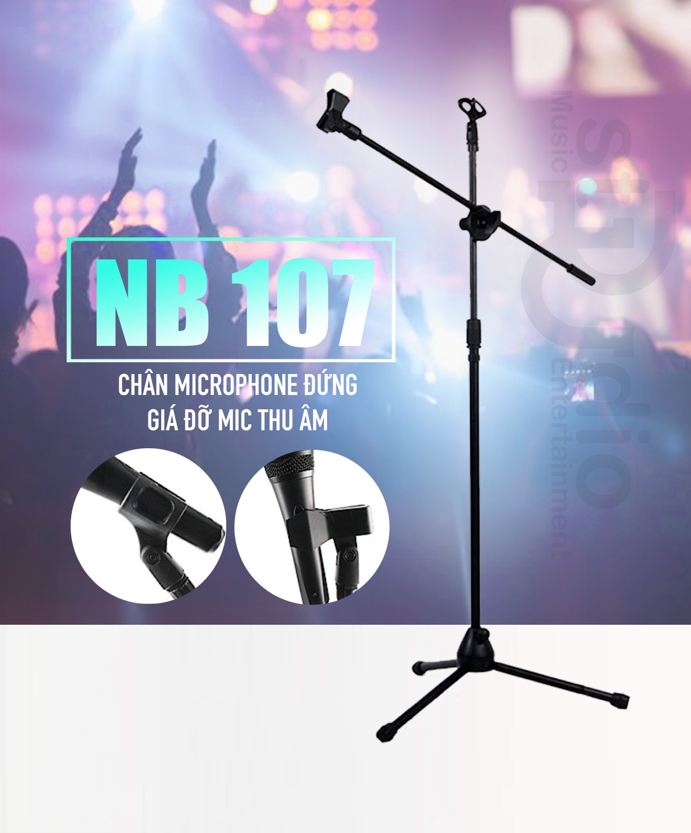 Chân Microphone đứng, Giá đỡ Mic thu âm NB 107 Boom Micro Stand