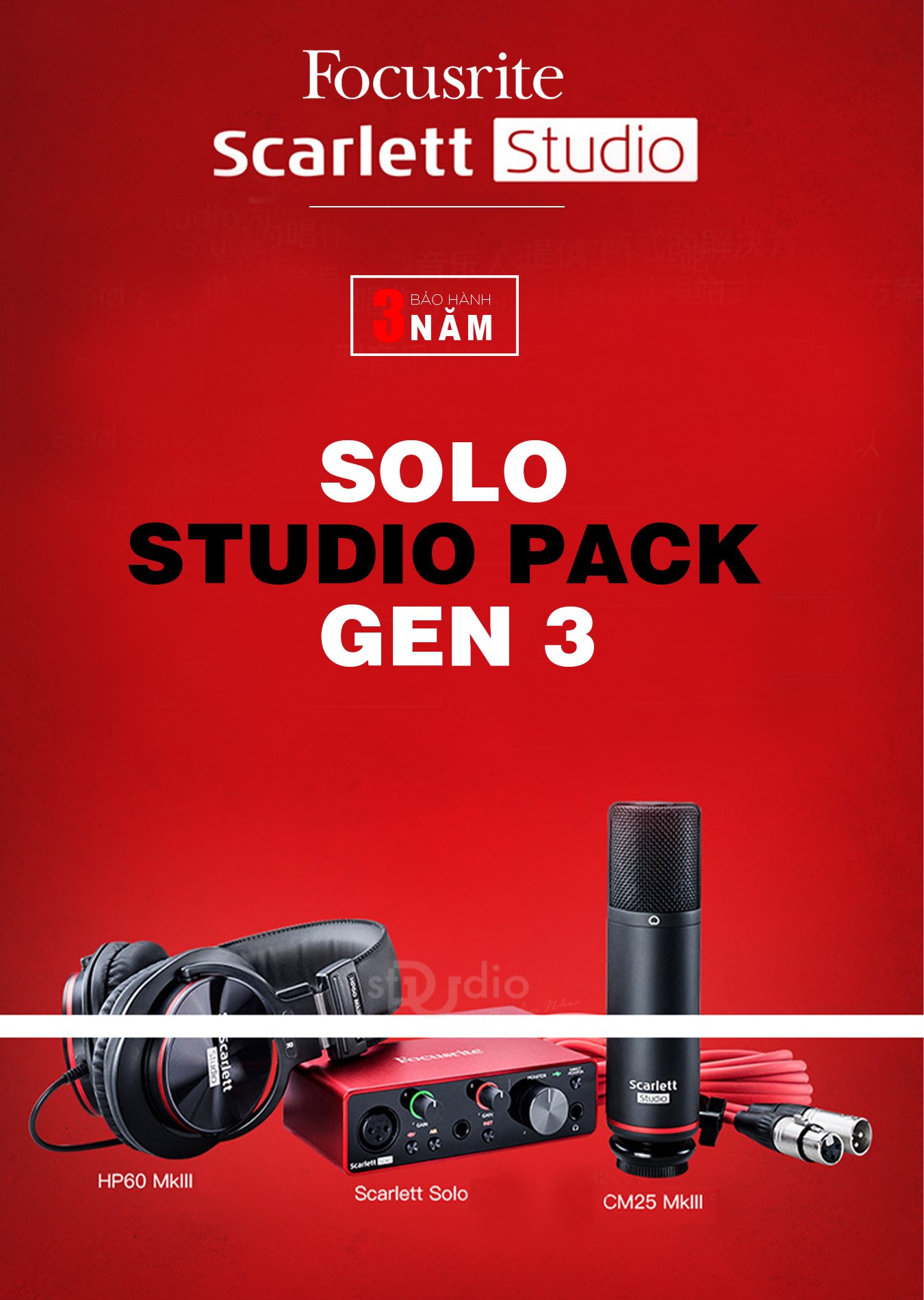 Combo nhà sản xuất Focusrite Scarlett Solo Studio Pack 3rd (Gen)