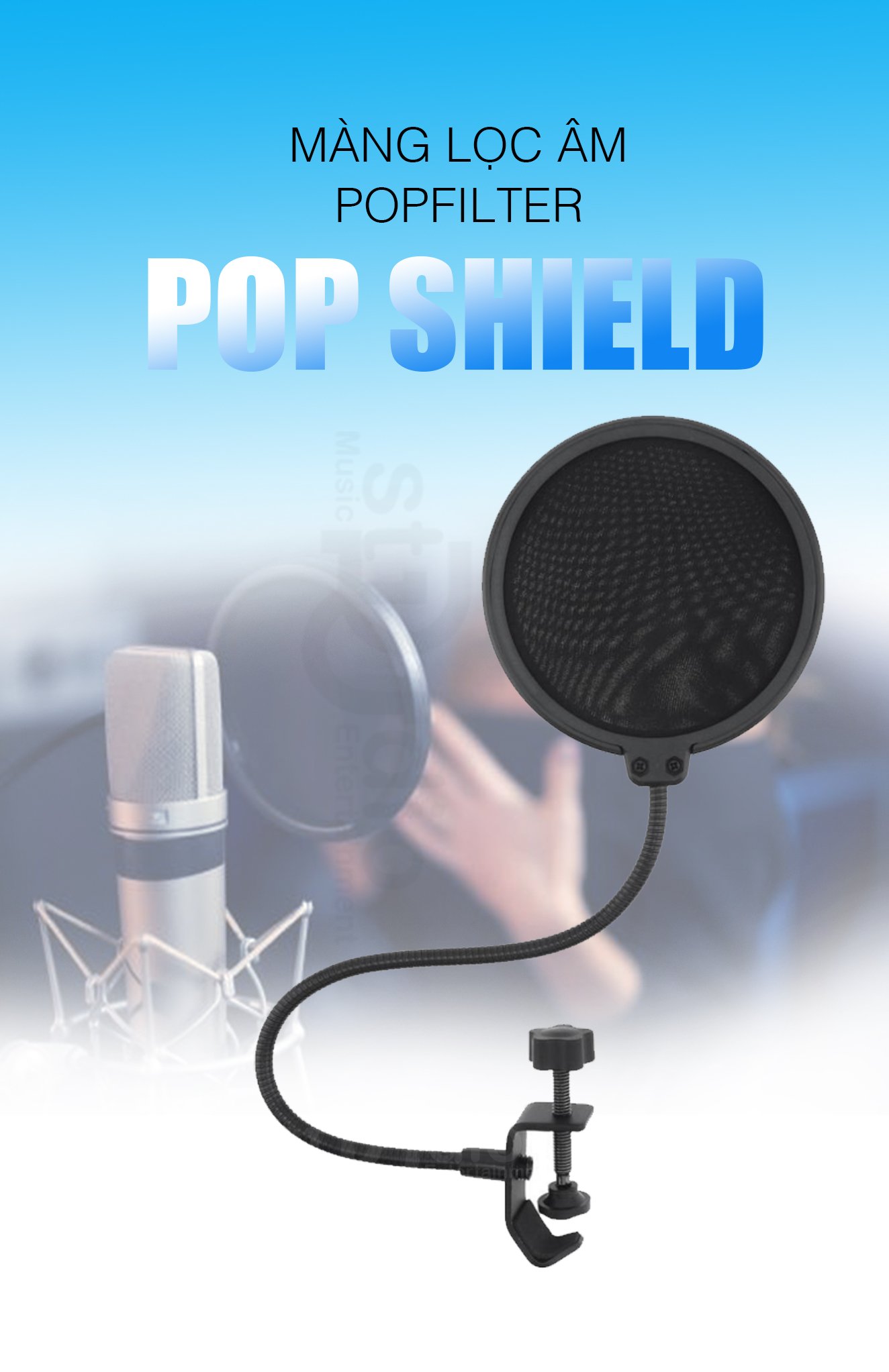 Màng lọc âm (POP FILTER), màng lọc micro thu âm 2 lưới