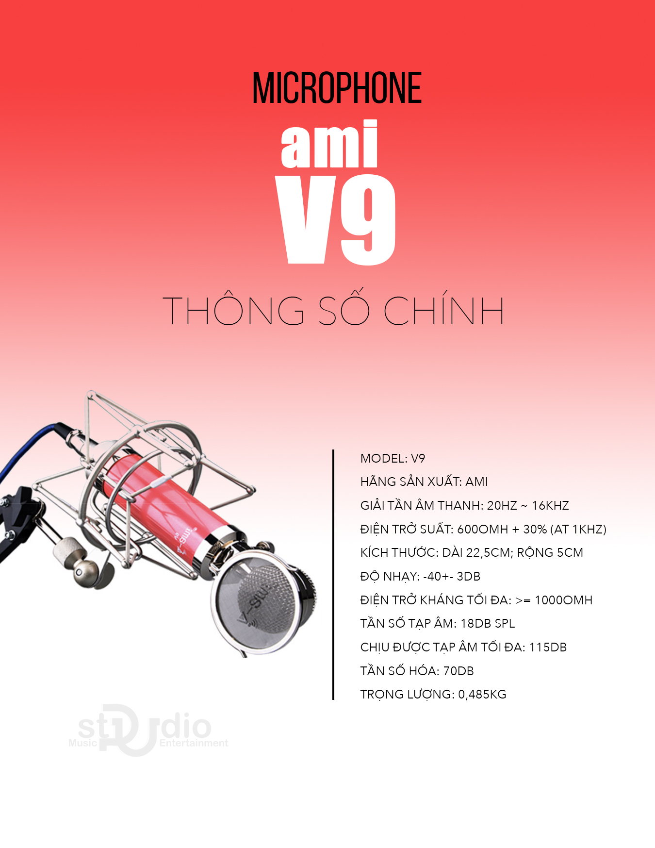 Micro livestream Ami V9 (Hồng) - Micro cho nữ chuẩn đỉnh