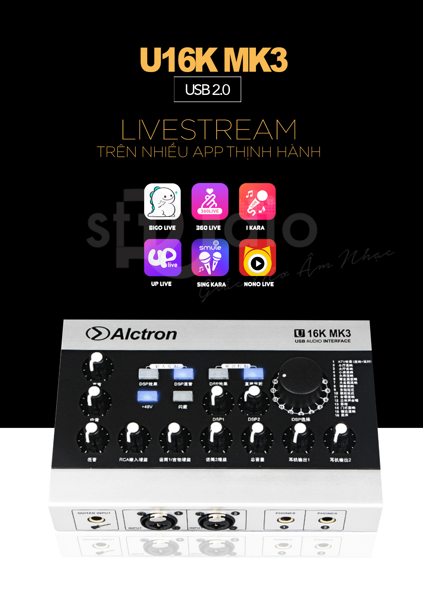 Sound card livestream ALCTRON U16K MK3, hát thu âm karaoke tốt