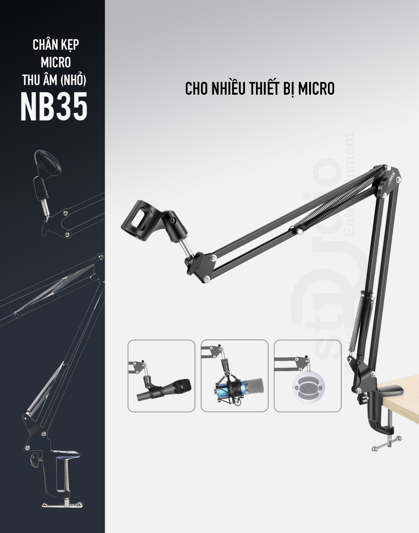 Chân Microphone NB-35 (nhỏ) -Chân Micro kẹp bàn, giá đỡ Micro