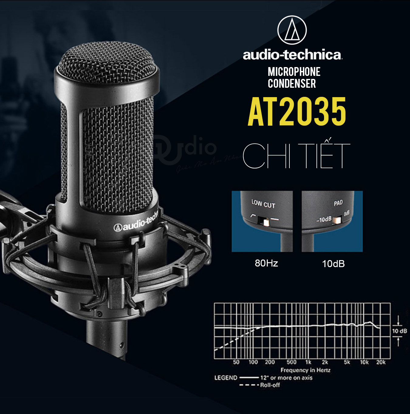 Microphone Audio Techina AT2035, Micro thu âm studio record