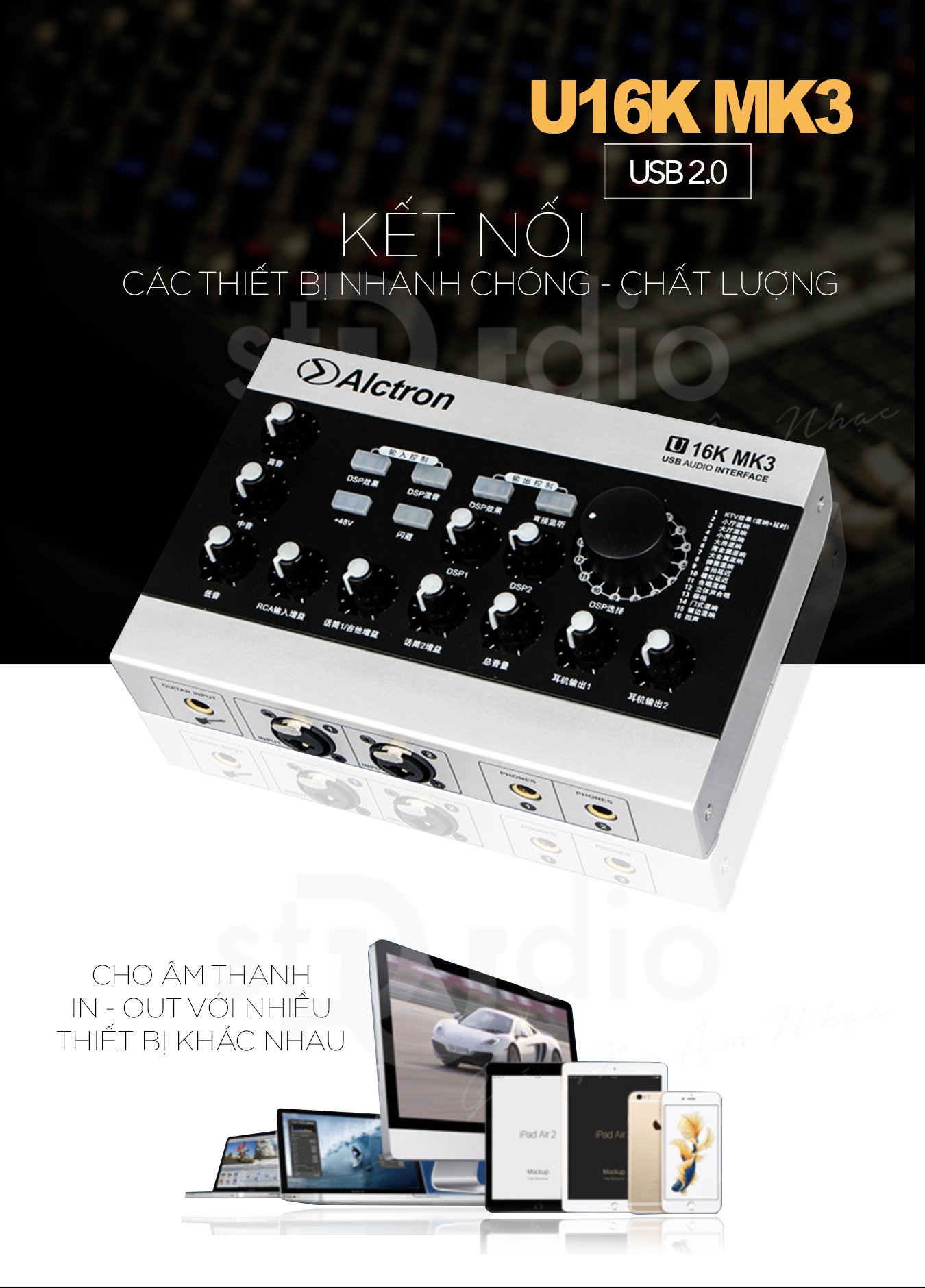 Sound card livestream ALCTRON U16K MK3, hát thu âm karaoke tốt