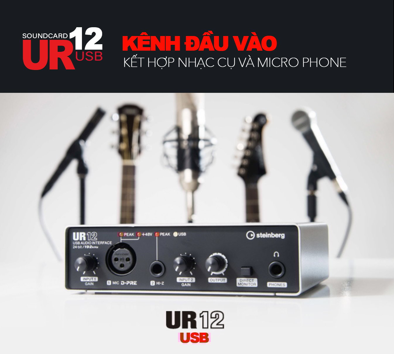 Soundcard thu âm Yamaha Steinberg UR12, Interface thu âm tại nhà mini