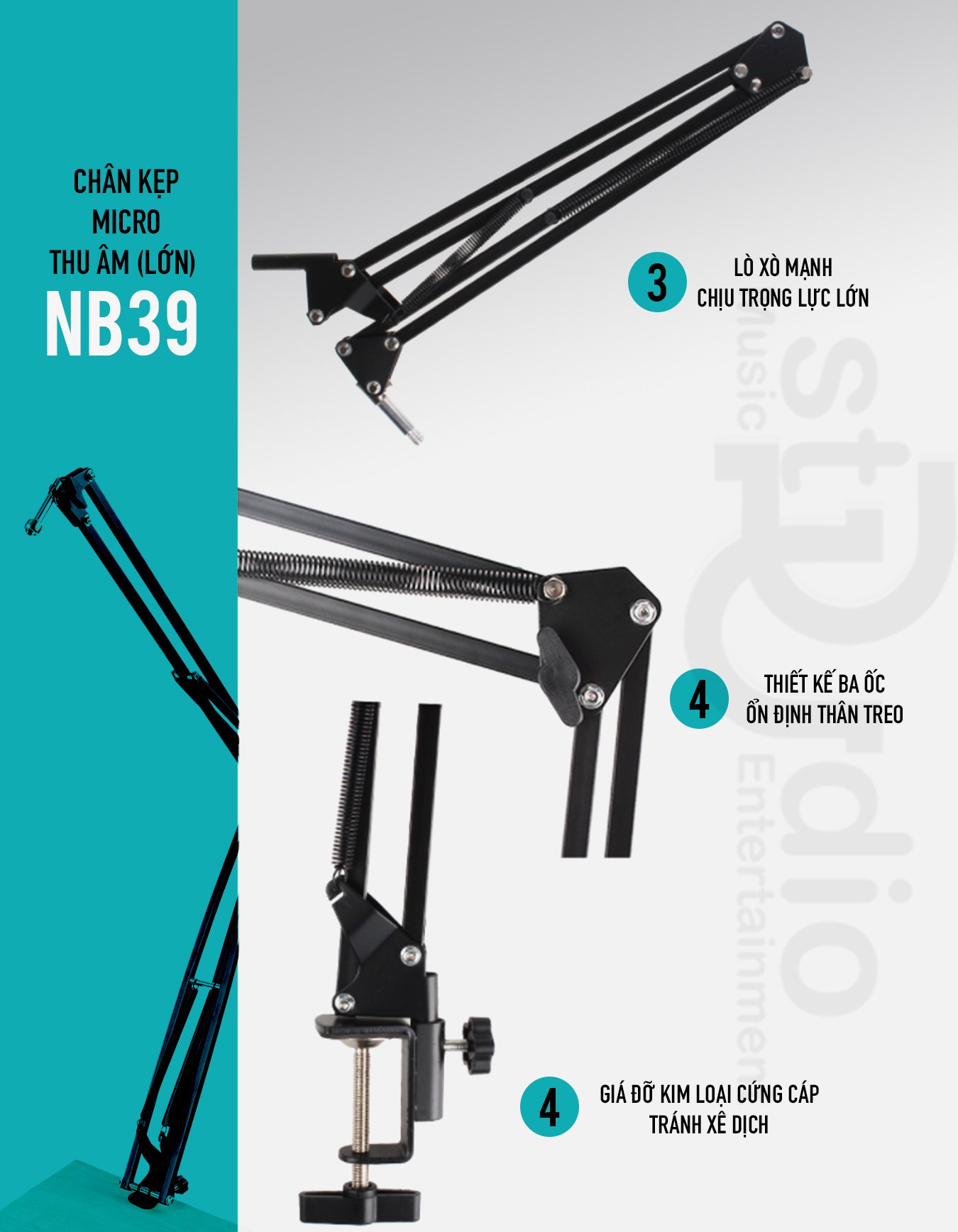 Chân Microphone NB-39 (Lớn) -Chân Micro kẹp bàn, giá đỡ Micro