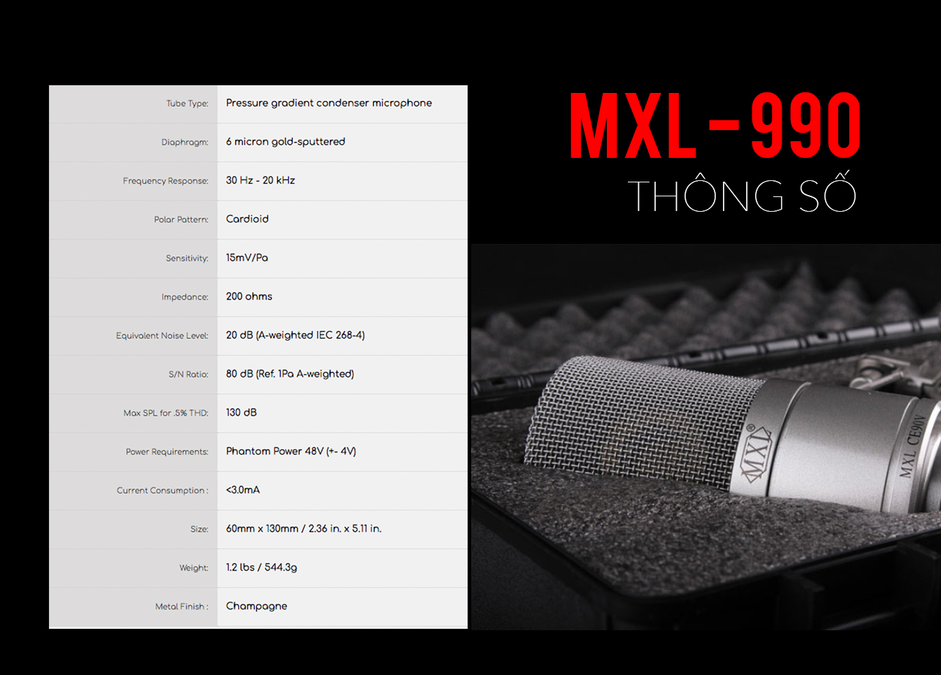 Microphone Condenser MXL 990 - Micro thu âm mini tại nhà
