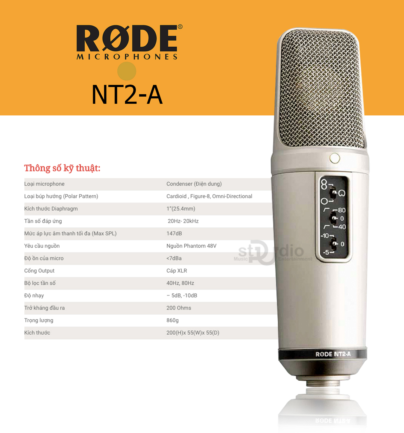 Microphone RODE NT2-A, Micro thu âm chuyên nghiệp Condenser