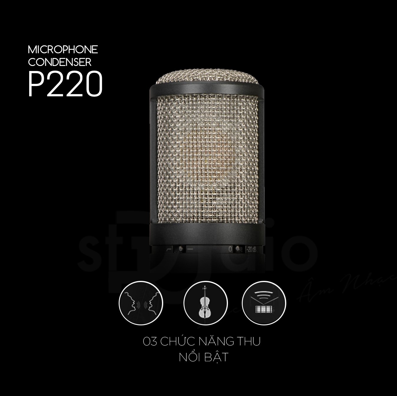 Micro thu âm cao cấp AKG P220, Microphone condenser studio